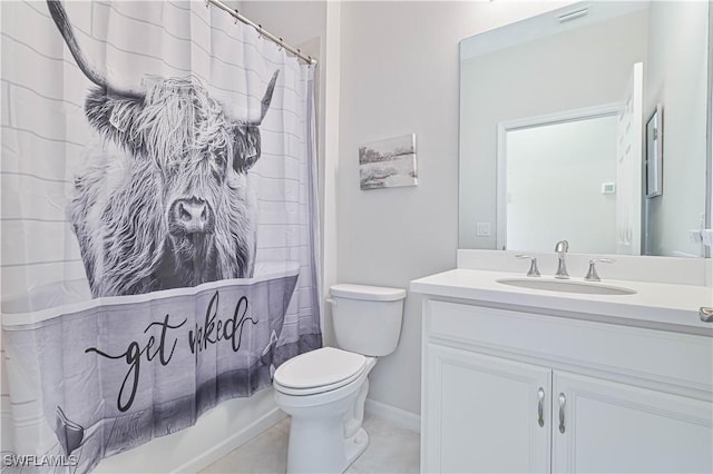 2113 Summersweet Dr, Alva, FL 33920 - full bath with vanity, shower / tub combo with curtain, and tile patterned flooring