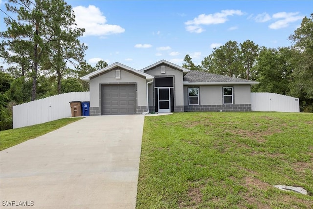 3214 45th St W, Lehigh Acres, FL 33971 - ranch-style house with driveway, a garage, a gate, and stucco siding