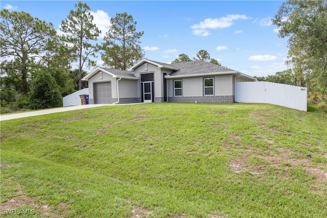 3214 45th St W, Lehigh Acres, FL 33971 - view of front facade with driveway, an attached garage, and stucco siding