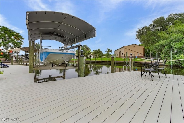 2220 Isle Of Pines Ave, Fort Myers, FL 33905 - dock area with boat lift and a water view