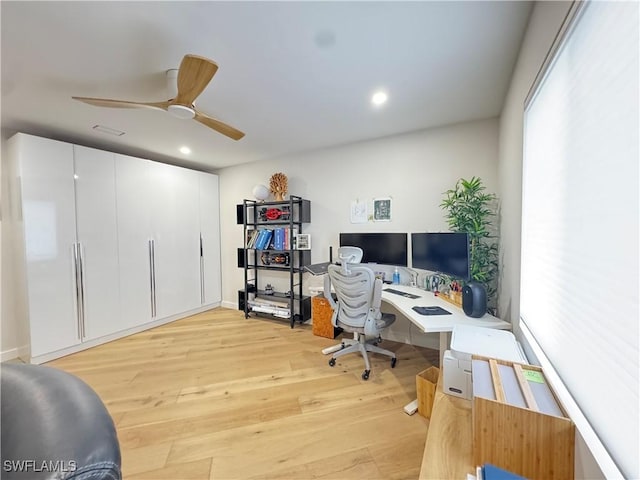 780 Augusta Blvd Unit C204, Naples, FL 34113 - office with light wood-style flooring, ceiling fan, and recessed lighting