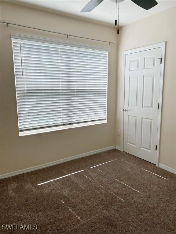 406 SW 25th Pl, Cape Coral, FL 33991 - unfurnished dining area featuring carpet, ceiling fan, and baseboards