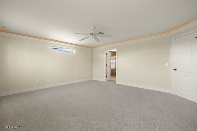2933 NW 25th Ter, Cape Coral, FL 33993 - unfurnished room featuring crown molding, light colored carpet, and ceiling fan