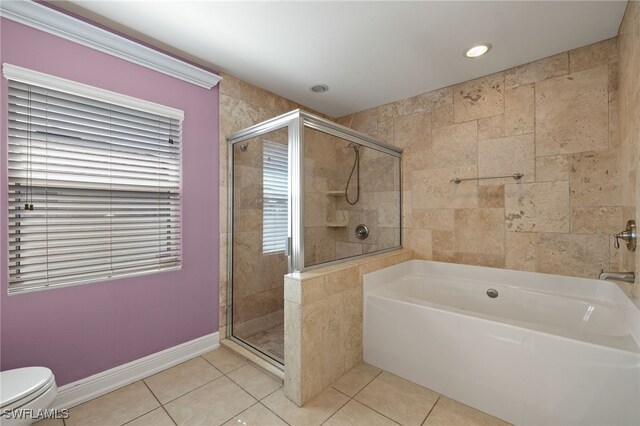 2933 NW 25th Ter, Cape Coral, FL 33993 - full bath with a shower stall, tile patterned flooring, a bath, and recessed lighting