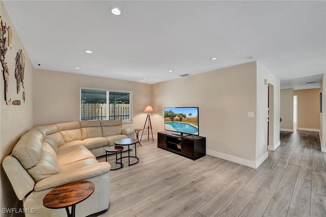 5530 SW 113th Ave, Cooper City, FL 33330 - living room featuring light wood-type flooring, baseboards, and recessed lighting