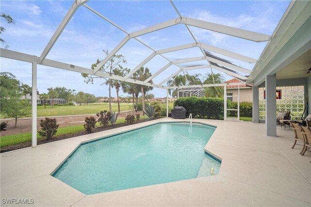 8423 Gleneagle Way, Naples, FL 34120 - outdoor pool with a patio and ceiling fan