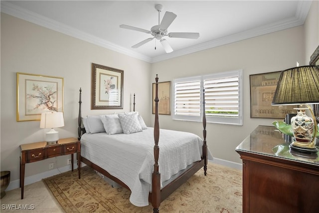 8423 Gleneagle Way, Naples, FL 34120 - bedroom with crown molding and a ceiling fan