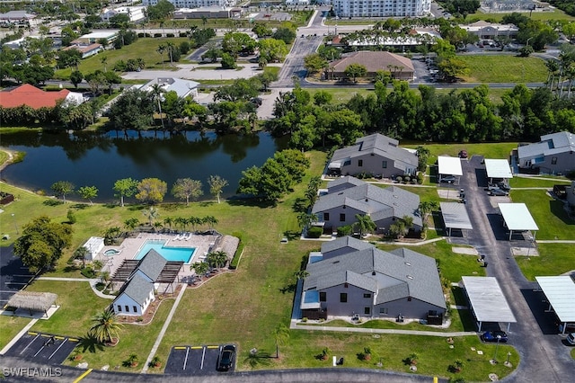12964 Meadowood Ct, Fort Myers, FL 33919 - aerial overview of property's location featuring a large body of water and a pool area