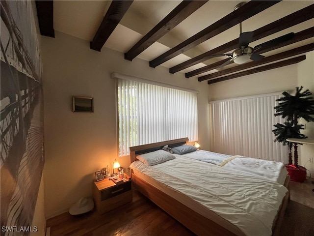 10551 Deal Rd, North Fort Myers, FL 33917 - bedroom featuring beam ceiling and wood finished floors