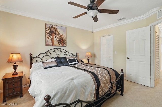 10020 Ravello Blvd, Fort Myers, FL 33905 - bedroom featuring carpet floors, crown molding, baseboards, and a ceiling fan