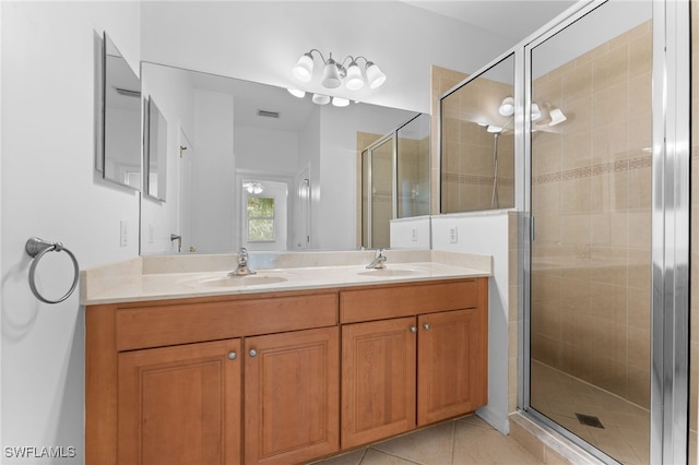 4381 Lazio Way Unit 501, Fort Myers, FL 33901 - full bath featuring double vanity, a stall shower, and tile patterned flooring