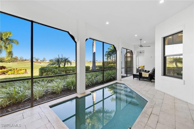 16304 Corsica Way Unit 101, Naples, FL 34110 - outdoor pool with ceiling fan and golf course view
