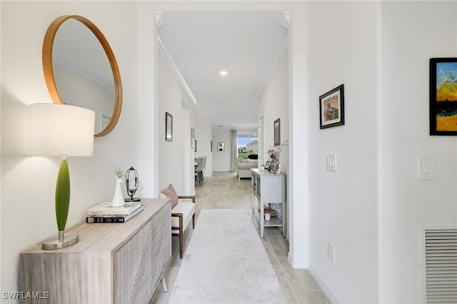 16126 Rosemallow Ln, Alva, FL 33920 - hall with crown molding, light tile patterned floors, and baseboards