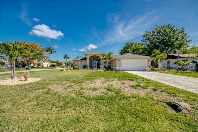 1101 SE 14th Ter, Cape Coral, FL 33990 - view of front facade with a garage, driveway, a front yard, and stucco siding