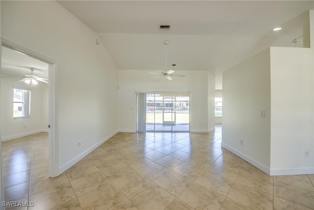 1101 SE 14th Ter, Cape Coral, FL 33990 - unfurnished room featuring a ceiling fan and high vaulted ceiling
