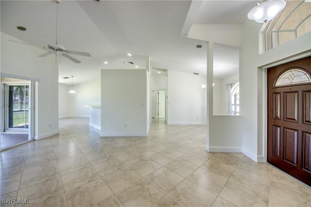 1101 SE 14th Ter, Cape Coral, FL 33990 - foyer entrance with a ceiling fan and high vaulted ceiling