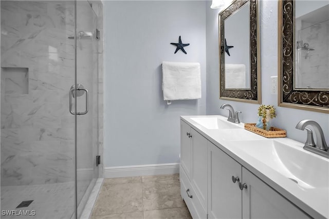 2317 El Dorado Pkwy W, Cape Coral, FL 33914 - full bath featuring a stall shower, double vanity, and baseboards