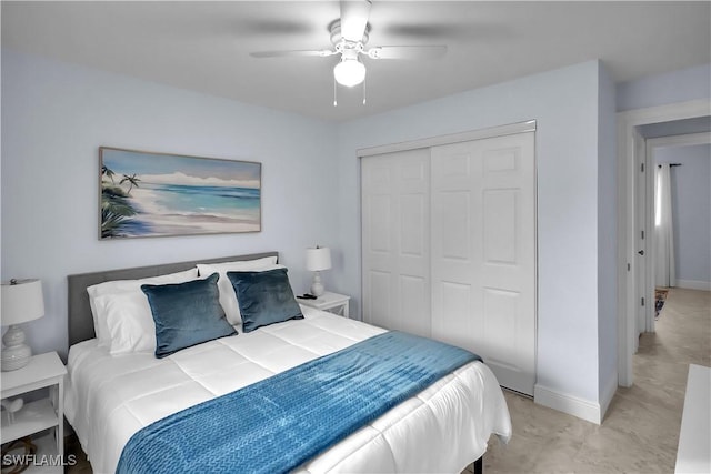 2317 El Dorado Pkwy W, Cape Coral, FL 33914 - bedroom with a closet, a ceiling fan, and baseboards