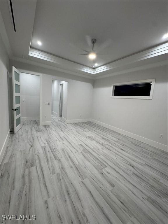 367 10th St NE, Naples, FL 34120 - below grade area with a ceiling fan, light wood-style floors, and recessed lighting