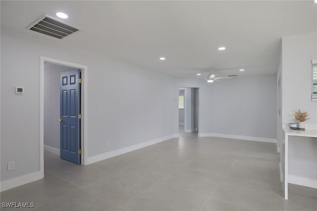 3866 Villmoor Ln, Fort Myers, FL 33919 - unfurnished room with recessed lighting, a ceiling fan, baseboards, and light tile patterned flooring