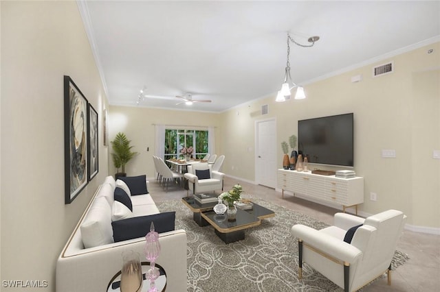 1089 Winding Pines Cir Unit 106, Cape Coral, FL 33909 - living area featuring ornamental molding and a ceiling fan