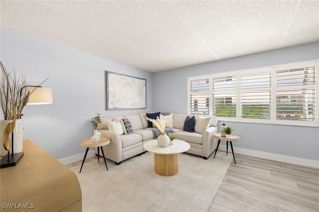 548 Broad Ave S Unit 548, Naples, FL 34102 - living area with a textured ceiling, light wood finished floors, and baseboards