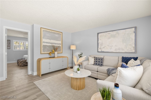 548 Broad Ave S Unit 548, Naples, FL 34102 - living room with light wood-style flooring, baseboards, and a textured ceiling