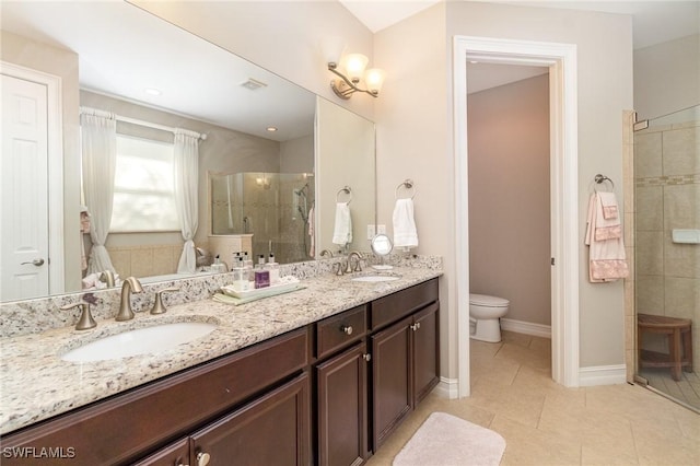3130 Scarlet Oak Pl, North Fort Myers, FL 33903 - full bathroom with a shower stall, double vanity, and tile patterned flooring