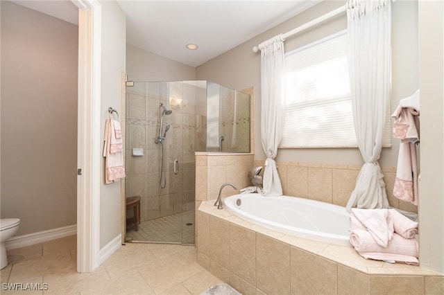 3130 Scarlet Oak Pl, North Fort Myers, FL 33903 - bathroom featuring a bath, a shower stall, and tile patterned flooring