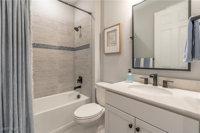6848 Winding Cypress Dr, Naples, FL 34114 - bathroom featuring vanity, toilet, and shower / bath combination with curtain