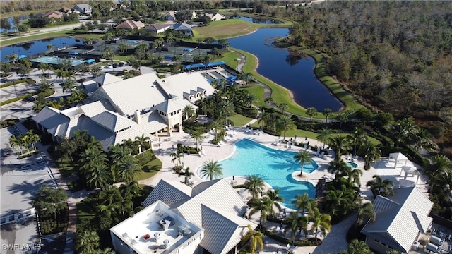 6848 Winding Cypress Dr, Naples, FL 34114 - aerial perspective of suburban area featuring a large body of water and a pool