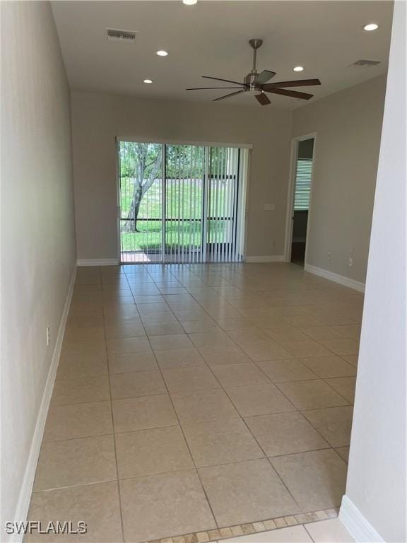 10427 Carolina Willow Dr, Fort Myers, FL 33913 - spare room with recessed lighting, light tile patterned floors, ceiling fan, and baseboards