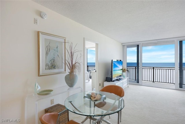 180 Seaview Ct Unit 607, Marco Island, FL 34145 - dining area with a textured ceiling and carpet