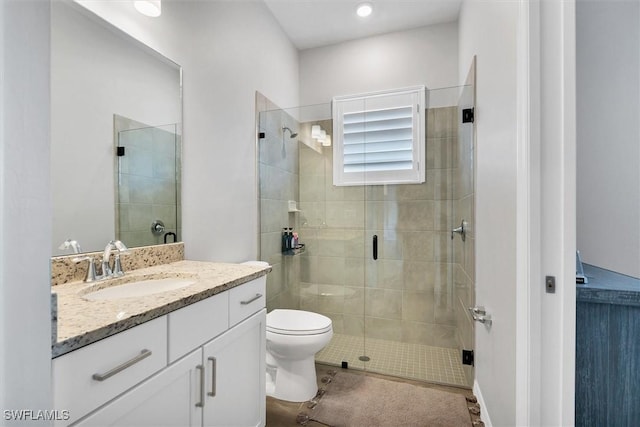 15889 Cranes Marsh Ct, Punta Gorda, FL 33982 - full bath with vanity, a stall shower, toilet, and tile patterned floors