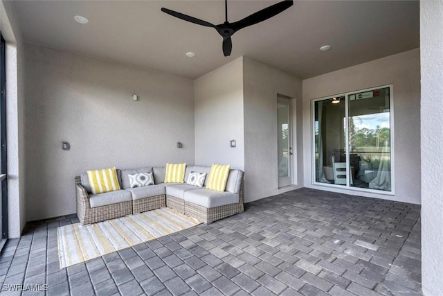 15889 Cranes Marsh Ct, Punta Gorda, FL 33982 - view of patio / terrace with outdoor lounge area and ceiling fan