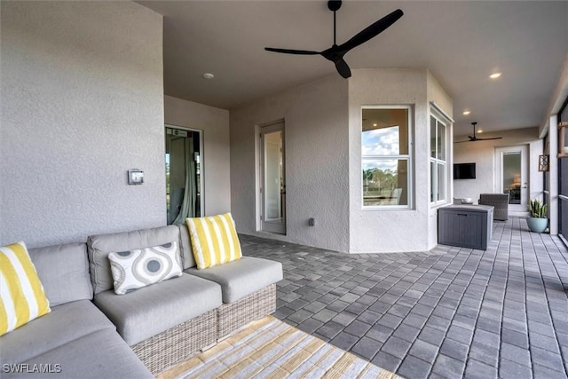 15889 Cranes Marsh Ct, Punta Gorda, FL 33982 - view of patio / terrace with a ceiling fan and an outdoor living space