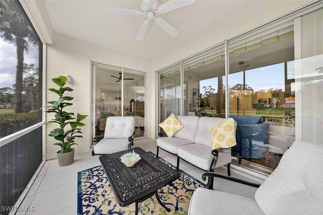 1940 Willow Bend Cir Unit 102, Naples, FL 34109 - sunroom / solarium with ceiling fan and outdoor lounge area