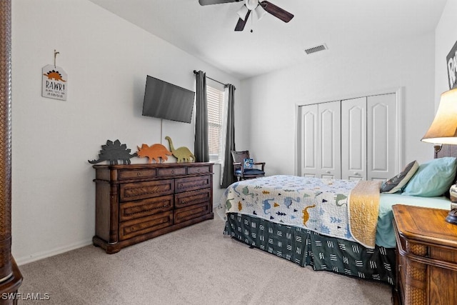 12455 Muddy Creek Ln, Fort Myers, FL 33913 - bedroom with carpet flooring, a closet, ceiling fan, and baseboards