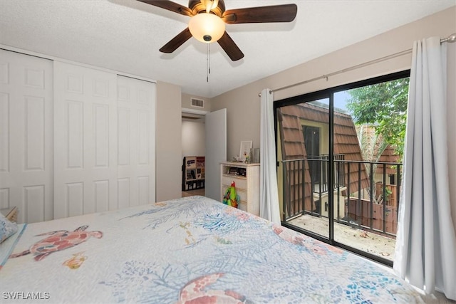 5249 Cedarbend Dr Unit 2, Fort Myers, FL 33919 - bedroom with access to exterior, a closet, and ceiling fan