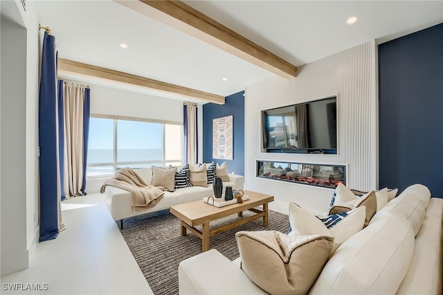 350 S Collier Blvd Unit 1103, Marco Island, FL 34145 - living area featuring beam ceiling and recessed lighting