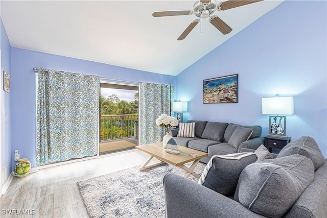 164 Belina Dr E Unit 4, Naples, FL 34104 - living area featuring wood finished floors, a ceiling fan, and high vaulted ceiling