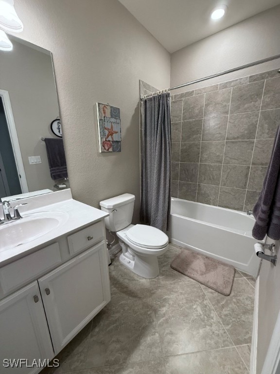 16249 Bonita Landing Cir, Bonita Springs, FL 34135 - full bathroom with toilet, vanity, shower / bath combo, and a textured wall
