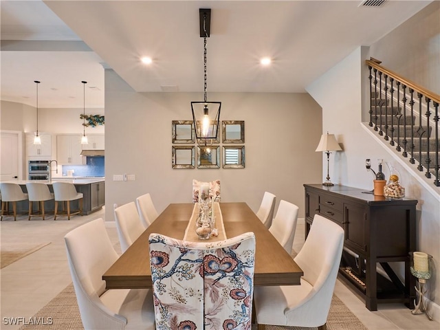19449 The Place Blvd, Estero, FL 33928 - dining space featuring stairway, recessed lighting, and light tile patterned flooring