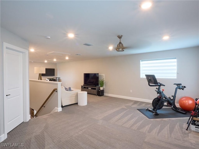 19449 The Place Blvd, Estero, FL 33928 - workout area with carpet, recessed lighting, and baseboards