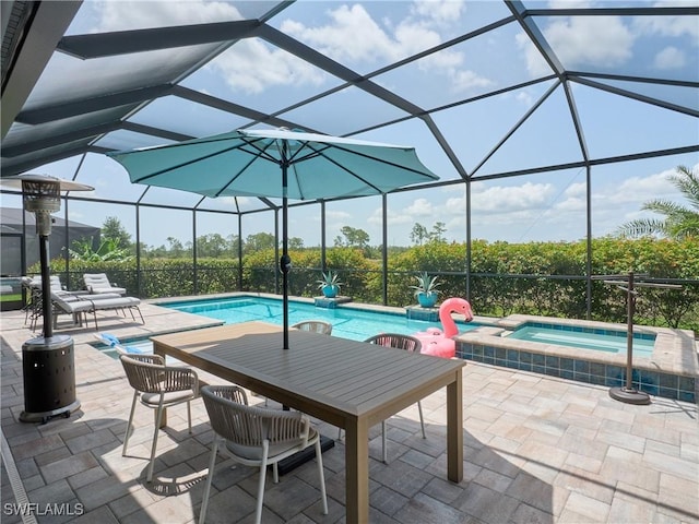 19449 The Place Blvd, Estero, FL 33928 - view of patio / terrace featuring an in-ground hot tub, an outdoor pool, and a lanai