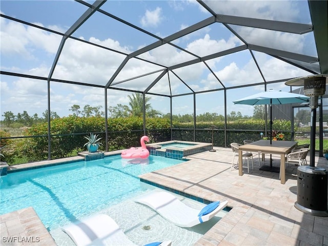19449 The Place Blvd, Estero, FL 33928 - view of pool with a pool with connected hot tub, a patio area, and a lanai