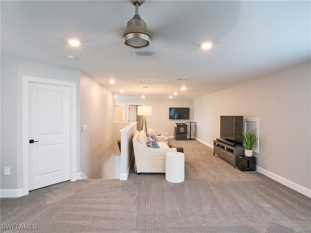 19449 The Place Blvd, Estero, FL 33928 - living area featuring carpet floors, baseboards, and recessed lighting
