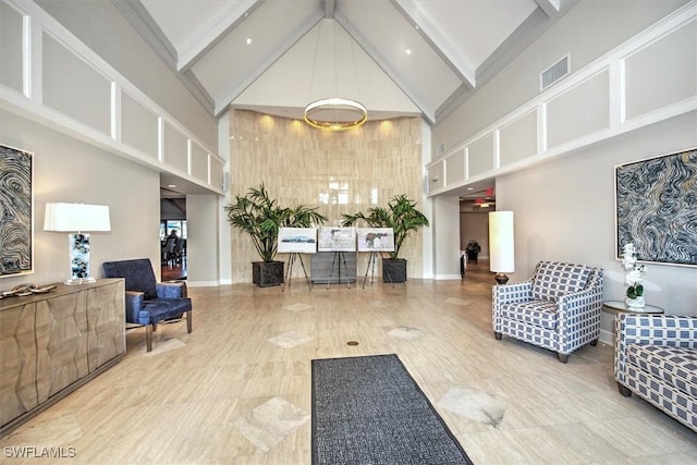 12541 Kelly Sands Way Unit 19, Fort Myers, FL 33908 - common area with high vaulted ceiling and beamed ceiling
