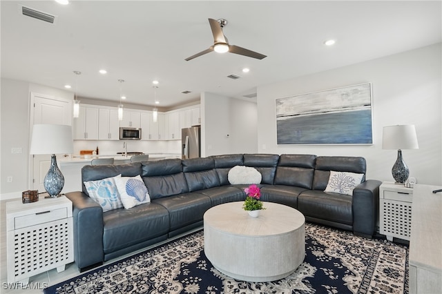 1870 Amador Ct, Naples, FL 34120 - living room featuring a ceiling fan and recessed lighting