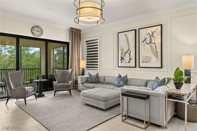 16382 Viansa Way Unit 3-202, Naples, FL 34110 - living room featuring crown molding